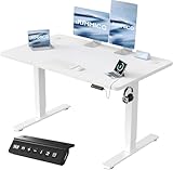JUMMICO Höhenverstellbarer Schreibtisch mit USB-Ladeanschluss 120 x 60 cm,...