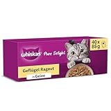 Whiskas 1+ Katzennassfutter Ragout Geflügel Auswahl in Gelee, 40x85g (1...