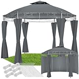 tectake® Pavillon rund Ø 3,5m, Partyzelt mit Dach und Seitenteilen, inkl....