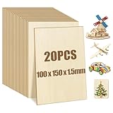 Suofuolef 20 Stück Unvollendete Holzplatte, 100 x 150 x 1.5 mm Sperrholzplatten...