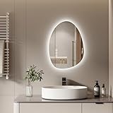 S'AFIELINA Spiegel mit Beleuchtung Asymmetrischer LED Badspiegel 60 x 45 cm mit...