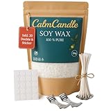 CalmCandle® 2 kg Premium Sojawachs inkl. 20 Dochte, 20 Klebesticker & 2...