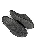 Pantoffelmann Filzpantoffeln mit Filzsohle I Dunkelgrau I Größe 43 I...