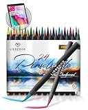 LIEBERGE Pinselstifte Premium-Set - 24 Aquarellfarben + 2 Wassertankpinsel -...