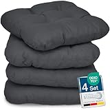 Beautissu 4er Set Sitzkissen 40x40 cm Lisa Anthrazit - weiche Indoor & Outdoor...