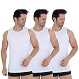 UNDEREA Herren Unterhemd 3er Pack Weiß, 100% Baumwolle Tank Top, Atmungsaktive...
