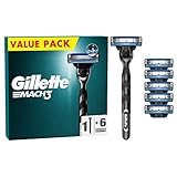 Gillette Mach3 Nassrasierer Herren, Rasierer + 6 Rasierklingen mit 3-fach Klinge