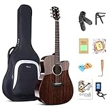 Rosen G31 Dreadnought Akustikgitarre Black Solid Mahagoni Top 41 Zoll Guitarra...