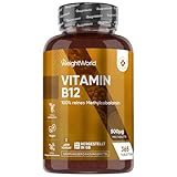 Vitamin B12-500mcg pro Tablette - 365 vegane Tabletten - 1 Jahr Vorrat - Reines...