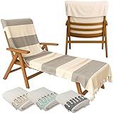 CalmyBEACH Handtuch für Sonnenliege 200x70cm - mit Kapuze 100% Baumwolle...