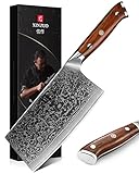 XINZUO Hackmesser Damaststahl 18cm Chinesisches Kochmesser, Hochwertige Profi...