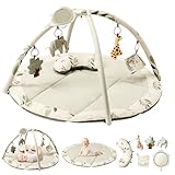 Fortella Spielbogen Baby, Spielmatte mit Bauchzeit Kissen und 5 Sensorik...