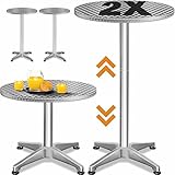 Casaria® 2er Set Stehtisch Höhenverstellbar 70cm / 115cm Hoch Stabil Aluminium...