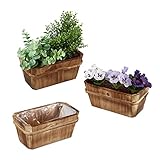 Relaxdays Blumenkasten 3er Set, Balkon & Fensterbank, kleine Holzblumenkästen,...