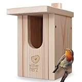 wildtier herz I Vogel Nistkasten Rotkehlchen aus Massiv-Holz, 14.5 x 21.5 x 25...