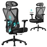 SONGMICS Ergonomischer Bürostuhl, Computerstuhl, Mesh-Stuhl, Lendenkissen und...