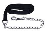 QHP Führleine mit Kette, 200 cm, 40 cm Kette, Karabiner, Handschlaufe (Schwarz)