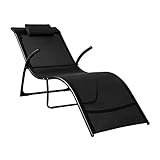 SoBuy Sonnenliege klappbar Gartenliege Relaxstuhl Liegestuhl mit Kissen Schwarz...