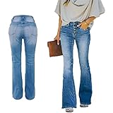 Sawmew 90er Jahre Vintage-Jeans mit Knopfleiste, Hoher Taille, Ausgestelltem...