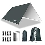 MOSSNDAR Tarp 3x3 Wasserdicht, Sonnensegel Zeltplane Wasserdicht mit ösen PU...