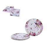 London Boutique Side Plate Kuchenteller-Set aus Porzellan, mit breitem Rand,...