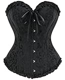 SZIVYSHI Damen Vollbrust Corsage Korsett Top Gothic Vintage Corsagen Bustier Corsette, Schwarz,XL