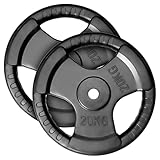 MAXXIVA® Hantelscheiben 2er Set Gewichtsplatte je 20 kg Gusseisen Gripper Gummi...