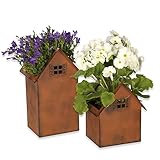 Hoberg Blumentöpfe in Rostoptik - 2er Set | Wetterbeständige eckige...