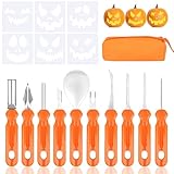 OdiuK Kürbis Schnitzset, 10 Stück Kürbis Schnitzen mit 6 Schnitzvorlagen...