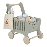 Little Dutch Einkaufswagen inkl. Einkaufstasche und Lebensmitteln aus Holz für...