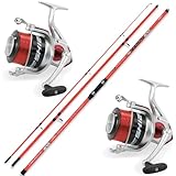 VF-Angelsport Deluxe Brandungsset 2 Ruten + 2 Rollen + Schnur - Surfen,...