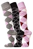 TippTexx 24 3/6 Paar unisex Reiter Socken, Reitstrümpfe in Karo Mustern plus...