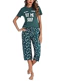 Uniexcosm Schlafanzug Damen Kurz Baumwolle Pyjama Set Zweiteiliger Kurzarm...