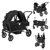 COSTWAY 2 in 1 Geschwisterwagen klappbar, Zwillingskinderwagen mit verstellbarem...