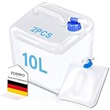 ZOBMIO 2er Set Wasserkanister, Wasserkanister mit Hahn 10 Liter, Wasserkanister...