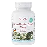 Bacopa Monnieri Extrakt 500 mg - 60 Kapseln - Standardisierter Extrakt - 20%...