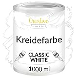 Creative Deco Weiß Kreidefarbe für Möbel 1000 ml | Möbellack, Möbelfarbe |...