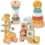 Nene Toys Spielzeug ab 1 Jahr – Montessori Baby Holzspielzeug 4-in-1 Set mit...
