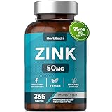 Zink Tabletten Hochdosiert | 365 Vegane Tabletten - Bis Zu 1 Jahr Vorrat | Zinc...