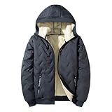 Generisch Winterjacke Herren Puffer Jacket Hooded Herrenjacke mit Kapuze Outdoor...