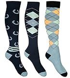 HKM Reitsocken Cardiff (3er Set) dunkelblau/Salbei 39-42