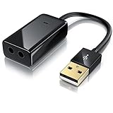 CSL - Externe USB Soundkarte Klinke USB Adapter, 3D Stereo, USB auf Audio...