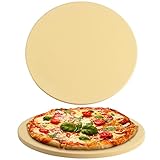 homEdge Cordierit-Pizzastein-Set, rund, für Brot, Pizza, hitzebeständiger Backstein für Ofen und Grill, 38 cm Durchmesser