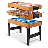 GOPLUS 3-in-1 Spieltisch, Multispieltisch mit Billard, Tischfußball & Hockey,...