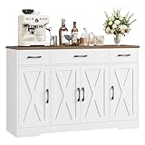 HOCSOK Sideboard, 140 cm Breit Küchenschrank mit 2 Verstellbaren Regalen,...