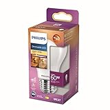 Philips LED Classic E27 WarmGlow Lampe, 60 W, Tropfenform, dimmbar, matt,...
