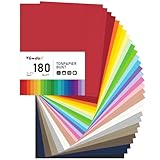 VGOODALL 180 Blatt Tonpapier A4, Farbigen Kopierpapier 22 Farben Bastelkarton...