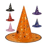 Relaxdays Zauberhut, 6er Set, glänzende Sterne, Kostümhut Halloween &...