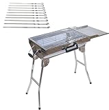 Mangal Aladin, rostfrei mit Klappbeinen + 20 Spiessen/Edelstahl, Holzkohlegrill,...