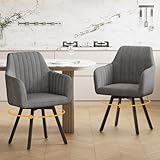 Ckaff Esszimmerstühle Drehbar mit Armlehne 2er Set, 360°Drehbar Polsterstuhl...